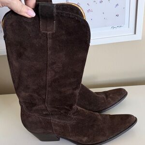 Brown Suede Gianni Bini Women’s Cowboy Boots